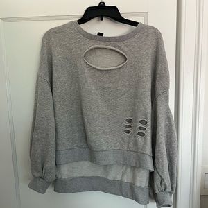 Distressed Cropped Crew Neck